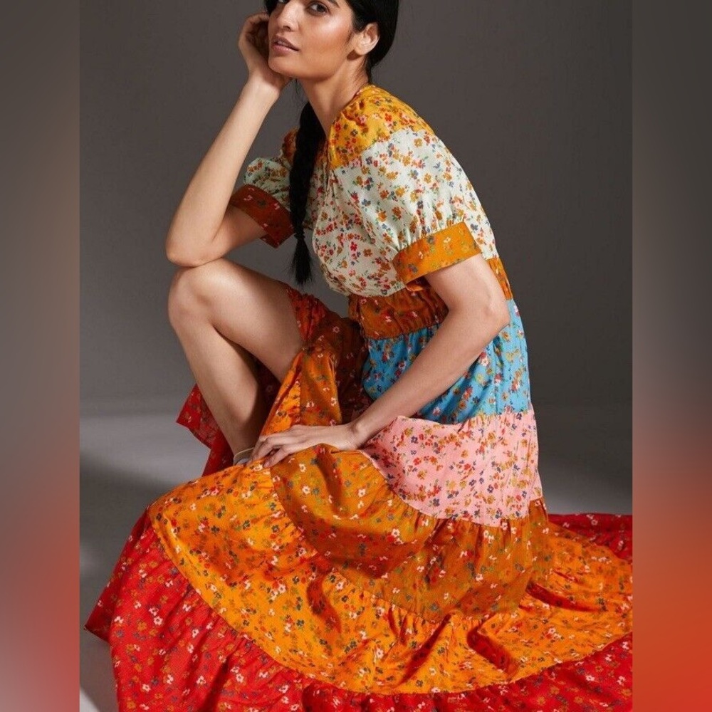 Anthropologie Floral Patchwork Dress